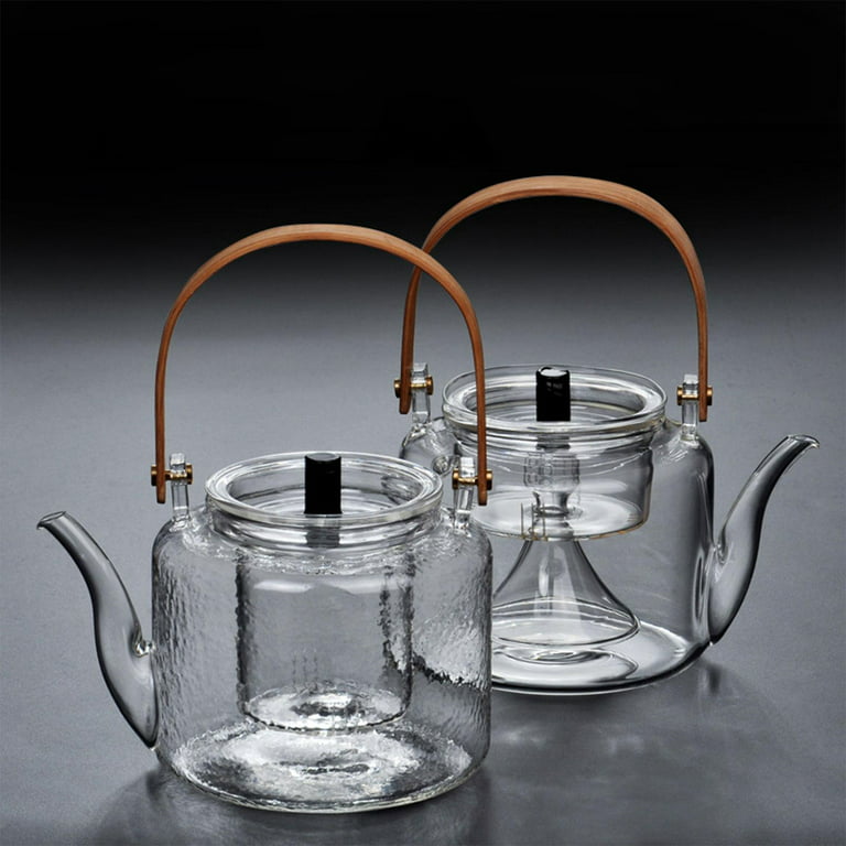 480ml pyrex borosilicate glass tea pot with wooden lid for hot tea