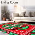 thumbnail image 2 of ODIKA 3'x5' Machine Washable Non-Slip Area Rug, Jolly Elves Celebration Interlocking Holiday Decorative Scene High Traffic Rug with Pad, Red, 623922, 2 of 8