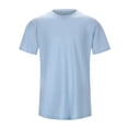thumbnail image 2 of Hiiyo T-Shirt Uni pour Homme Grande Taille, Manches Courtes, Col Ras du Cou, Bleu, 2 of 7