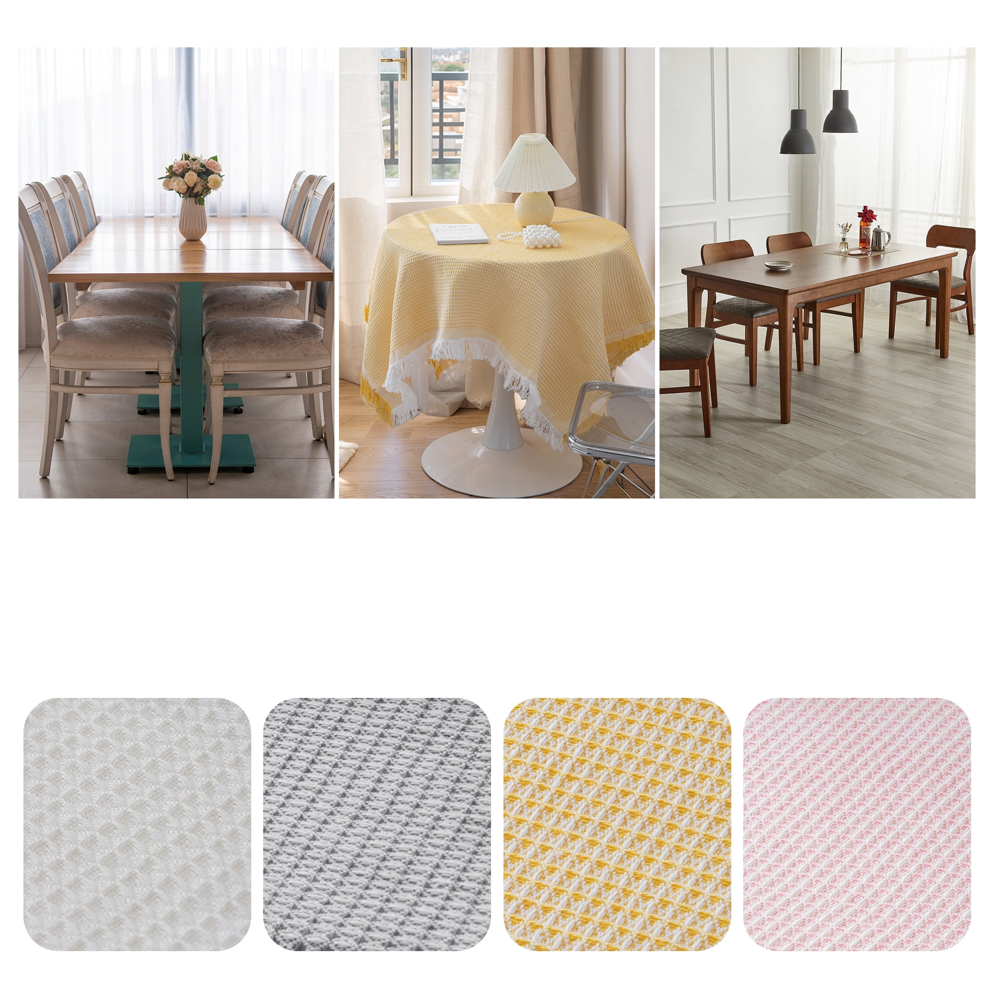 Unique Bargains Waffle Table Cover for Indoor and Outdoor Yellow 57.1"x33.5"