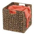thumbnail image 5 of mDesign Hyacinth Woven Cube Bin Basket Organizer, Handles, 2 Pack, Brown Wash, 5 of 9