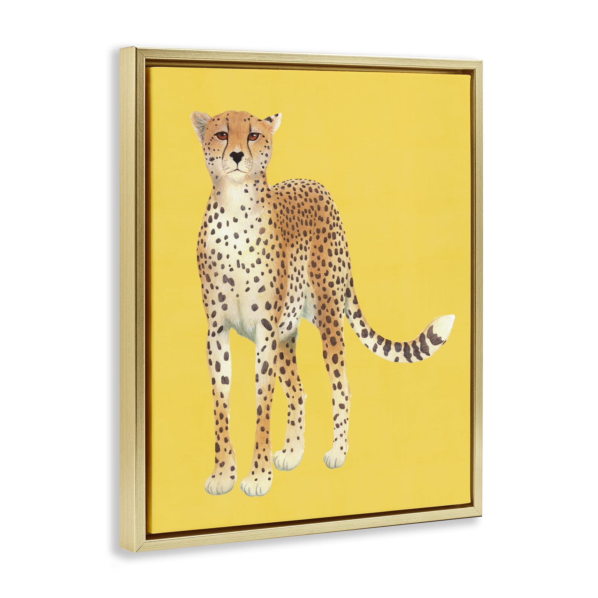 Stupell Industries Exotic Cheetah over Yellow Gold Framed Floater Canvas Wall Art, design by Karolina Sato
