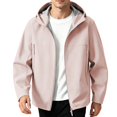 thumbnail image 2 of USNSM Mens Fleece Zipper Jacket Lightweight Insulated Water Resistant Windbreaker Hooded Fall Winter Jackets for Golf Casual Pink XXXL, 2 of 8