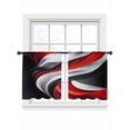 thumbnail image 2 of Abstract Water Ripple Sheer Curtains 45 Inches Long 2 Panels Red White Black Stitching Light Filtering Semi Sheer Window Curtains Drapes for Bedroom Living Room 52"x45", 2 of 7