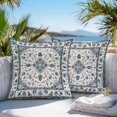 thumbnail image 3 of Throw Pillow Covers 26x26 Inch Set of 2, Blue Boho Floral Waterproof Outdoor Pillow Covers, Vintage Farmhouse Botanical Motifs Decorative Cushion Pillowcases for Couch, Sofa, Bed, Garden, Patio, 3 of 9