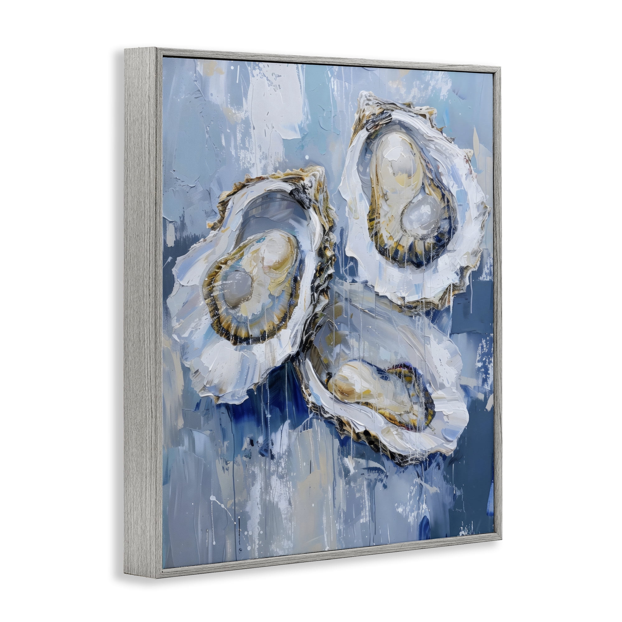 Stupell Industries Vibrant Blue Oysters Gray Framed Giclee Art, design by Creative Studio