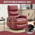 thumbnail image 3 of Barara King Home Recliner Single Sofa Seat with Rocker and Swivel, Heat Massage Reclining Chair with Pu Leather Material for Living Room, Bedroom, Red, 3 of 7