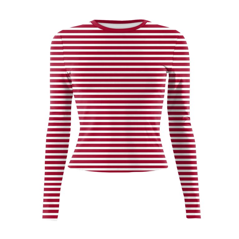 bbyeadc Red Long Sleeve Shirts for Women Y2k Striped Going Out Tee