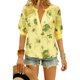thumbnail image 2 of Tejiojio Women's V-Neck Loose Fit Solid Color Blouse Short Sleeve Button-Down Casual S-2XL, 2 of 9