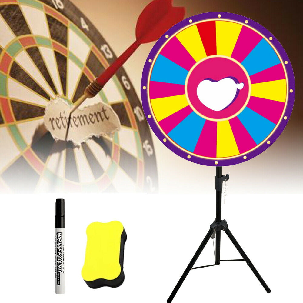 18 Slots Color Prize Wheel Spinner with Adjustable Stand 24" Spinning Game 