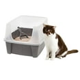 thumbnail image 1 of IRIS USA, Open-Top Cat Litter Box with Shield and Scoop, Dark Gray, 1 of 5