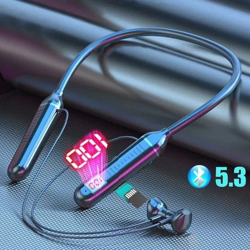 Led Bluetooth Neckband Wireless Headphones Mic Headset Stereo Earbuds Earphone
