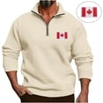 thumbnail image 6 of Mens Shirts Mens Canadian Flag Graphic Pullover Fall Shirt Long Sleeve Quarter Zip Sweatshirt Men Fashion Patriotic Print Tops, 6 of 7