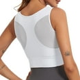 thumbnail image 6 of Kddylitq High Neck Sports Bra for Women Longline Full Coverage Sports Bras Medium Impact Padded Workout Crop Tops for Yoga Gym White M, 6 of 7