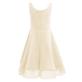 thumbnail image 2 of TiaoBug Kids Girls Chiffon Flower Dress Sleeveless Knotted Waist Wedding Birthday Ruched Party Gowns Beige 16, 2 of 7