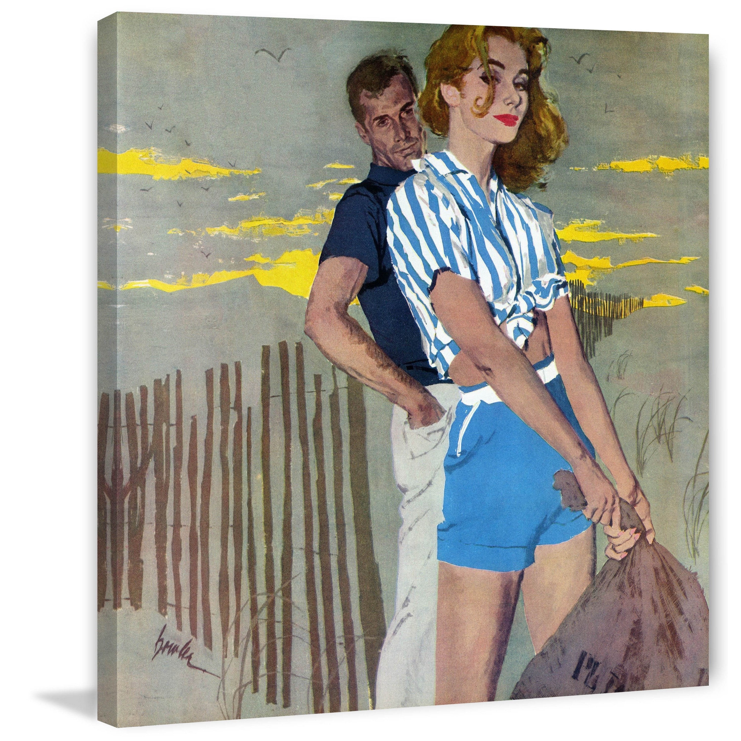 "Beach Pose" Painting Print on Wrapped Canvas