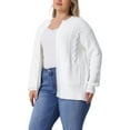 thumbnail image 4 of Agnes Orinda Women's Sweater Cardigans Plus Size Long Sleeve Crew Neck Classic Knit Cardigan Sweaters with Pockets 2X White, 4 of 6