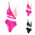 thumbnail image 4 of Girls Bathing Suit Color-Block Bikini Sets Girls Two Piece Swimsuits Swimwear Size 5-6 Years, 4 of 6