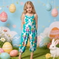 thumbnail image 2 of YDFCWXW Girls Casual Sleeveless Jumpsuits Spaghetti Strap Summer Loose Romper Long Pants with Pockets for 1-10 Years (Green, 5-6Years), 2 of 6