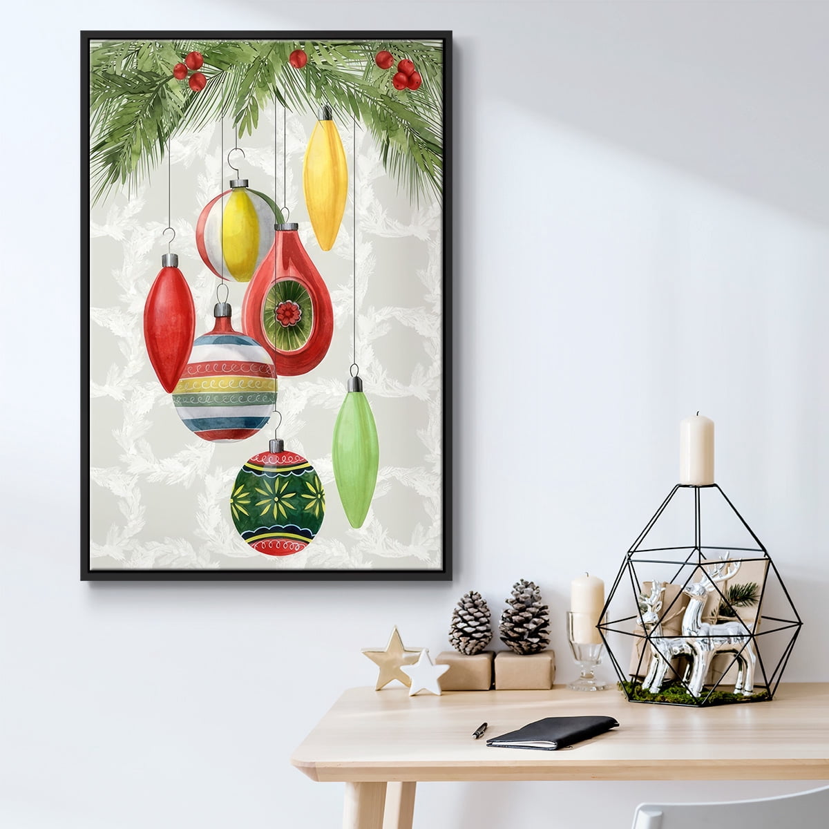 Arose Such a Clatter Collection B - Framed Gallery Wrapped Holiday Canvas - 27 x 41 - Black Frame