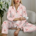 thumbnail image 6 of Uemuo Rabbit And Cherry Pattern Womens Pajama Sets,PJ Set for Women,Pajamas for Women Logo,Long Sleeve Pajama Set for Women,Soft Long Sleeve Top With Pants-Small, 6 of 9