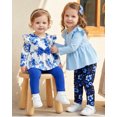 thumbnail image 3 of 2T Baby Girls Clothes 3T Girl 2 Pack Outfits Set Toddler Girl Long Sleeve Top Pants 4PCS Clothing Set Blue, 3 of 6