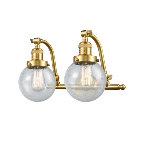 Innovations 515-2W-SG-G204-6 Beacon 2 Light Bath Vanity Light part of the Franklin Restoration Collection, Satin Gold