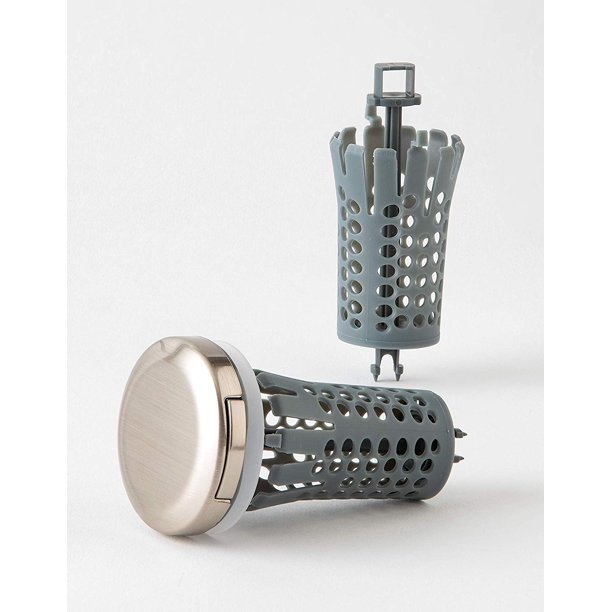 Drain Buddy Sink Drain Stopper in Brushed Nickel Finish with Hair