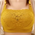 thumbnail image 2 of SMihono Womens Sexy Lace Everyday Bra Solid Color Full Coverage Underwear Wire Free Breathable Comfy Push Up Bralettes Yellow 42/95BC, 2 of 6