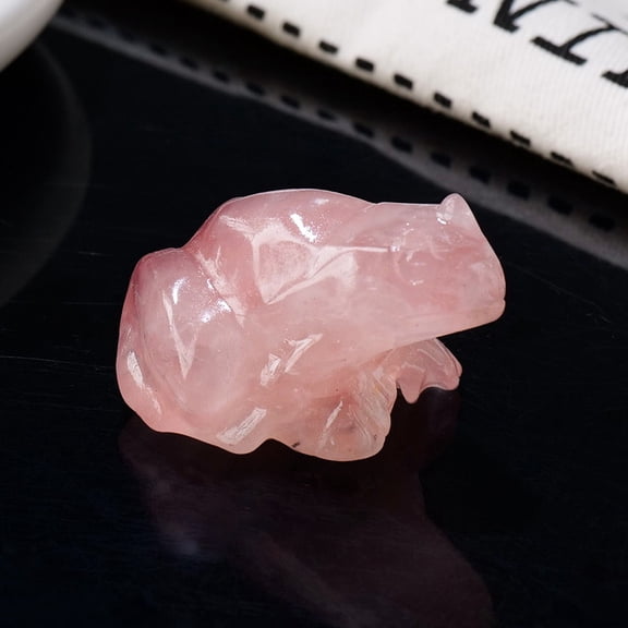 2 pc Natural Rose Quartz Carved Healing Frog Figurines Reiki Energy Stone Display Decorations 37x32x25mm