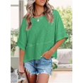 thumbnail image 5 of Women Crew‑Neck Batwing Half‑Sleeve Tee, Solid‑Color Loose‑Fit Flowy Casual Summer Tops, 5 of 8