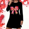 thumbnail image 2 of CHUMUD Womens Short Nightgown Long Sleeve Crew Neck Sleepwear Bow Heart Pajama Dress Loungewear Valentine's Day, 2 of 5