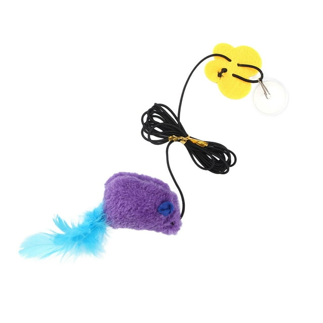 Ratón colgante para puerta, juguete para gato, juego interactivo, juguete de rompecabezas, ventosa pegajosa, puerta, ratones de peluche con sonido par Púrpura