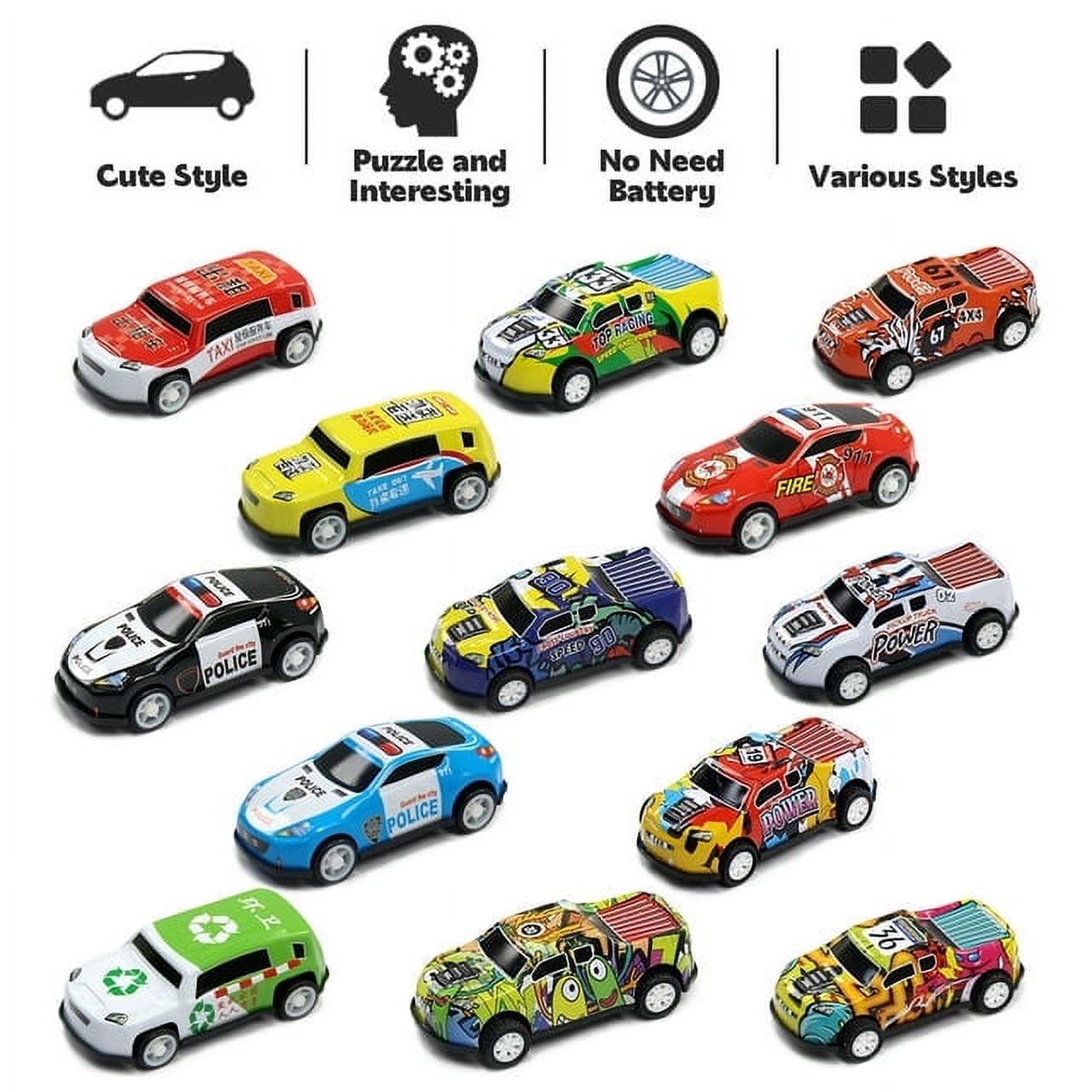 30 Pack Diecast Pull Back Toy Cars with Storage Box, Friction Powered Baby Toy Race Cars Vehicles Party Favor Pinata Fillers Stocking Stuffers Birthday Gifts for Boys Girl Toddlers 2-5 Years Old