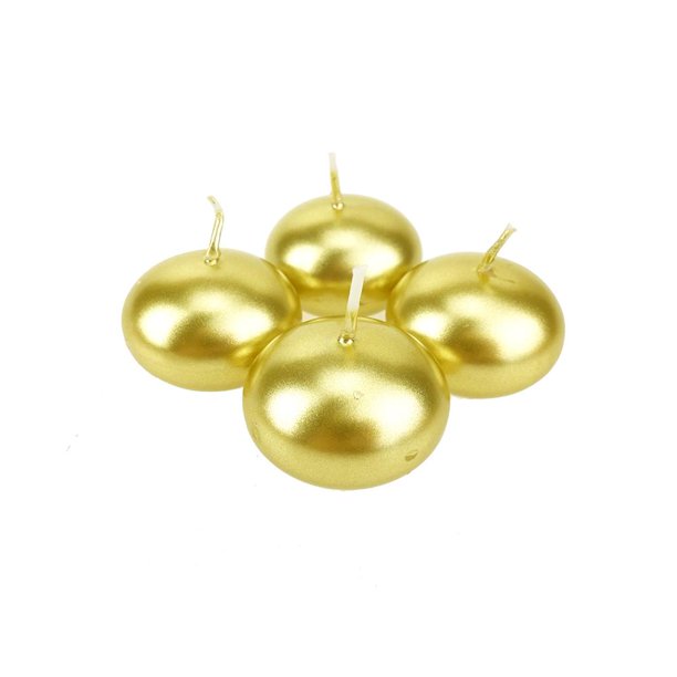 Metallic Floating Disc Unscented Candles, 11/2Inch, 12Count, Gold