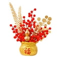 thumbnail image 5 of Esquirla Chinese Spring Festival Purse Vase Feng Shui Ornament Ceramic Flower Pot Handmade Decorative Traditional for Wall Shelf Decor Style C, 5 of 8