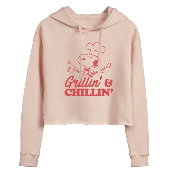 Peanuts - Grillin And Chillin - Juniors Cropped Pullover Hoodie