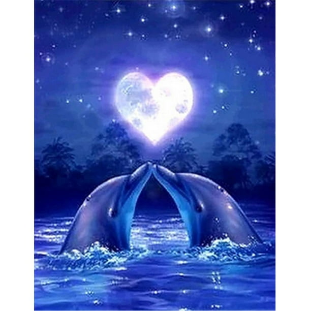 5D bricolage plein forage diamant peinture dauphin amour point de croix Kit  de broderie 
