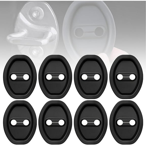 Car Door Lock Silicone Cover, Car Door Shock Absorber Sound Dampening Pad Silicone Cars Door Lock Cover for Cars Protector and Noise Reduction, Universal Automotive Exterior Accessories (Black, 4Pcs)