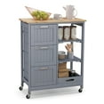 thumbnail image 1 of Gymax Rolling Kitchen Island Utility Storage Cart w/ 3 Storage Drawers & Shelves Grey, 1 of 10