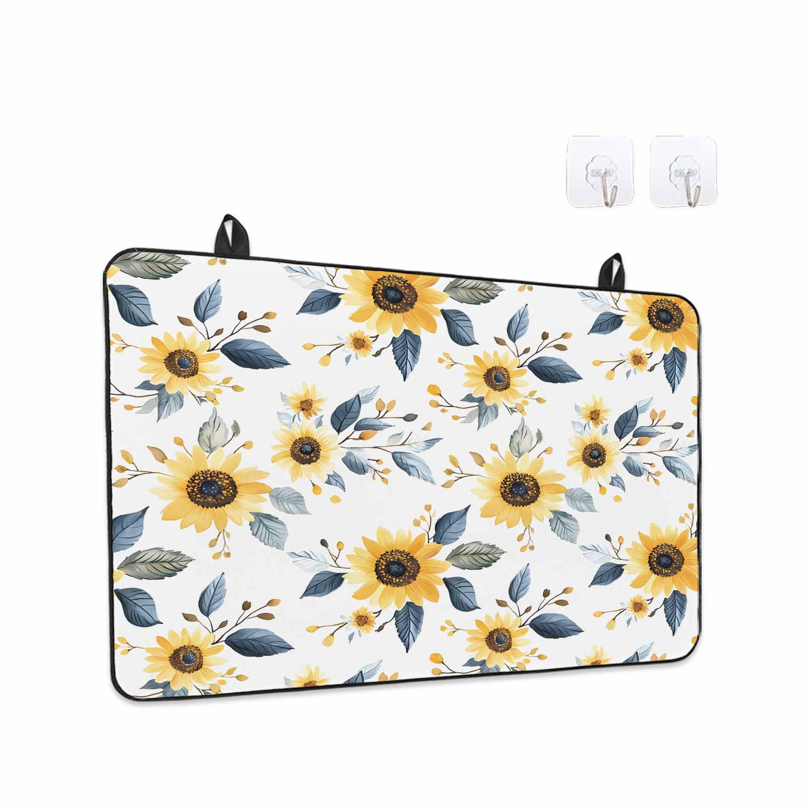 Sunflower Stove Top Cover for Electric Stove, Heat-proof & Non Slip Glass Top Stove Cover Protector, Spring Floral Vintage Summer Botanical Kitchen Flat Cooktop Rubber Mat 24x21 Inches