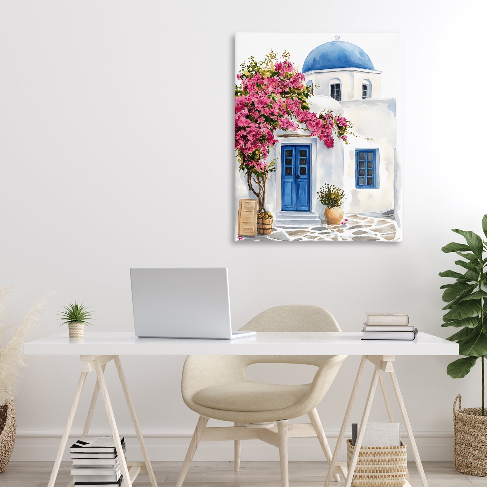 Stupell Industries Santorini House with Bougainvillea Canvas Wall Art, design by LSR Design Studio