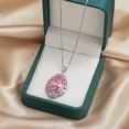 thumbnail image 4 of Pink Crystal Pendant Necklace S925 Sterling Silver Pink Diamond Gemstone Statement Necklace for Women Wedding Bride Jewelry Gift for Wife Mom, 4 of 6