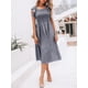 thumbnail image 2 of Vestido Miessial, vestido midi de lino de verano, cuello cuadrado, gris para mujer, 2 of 5