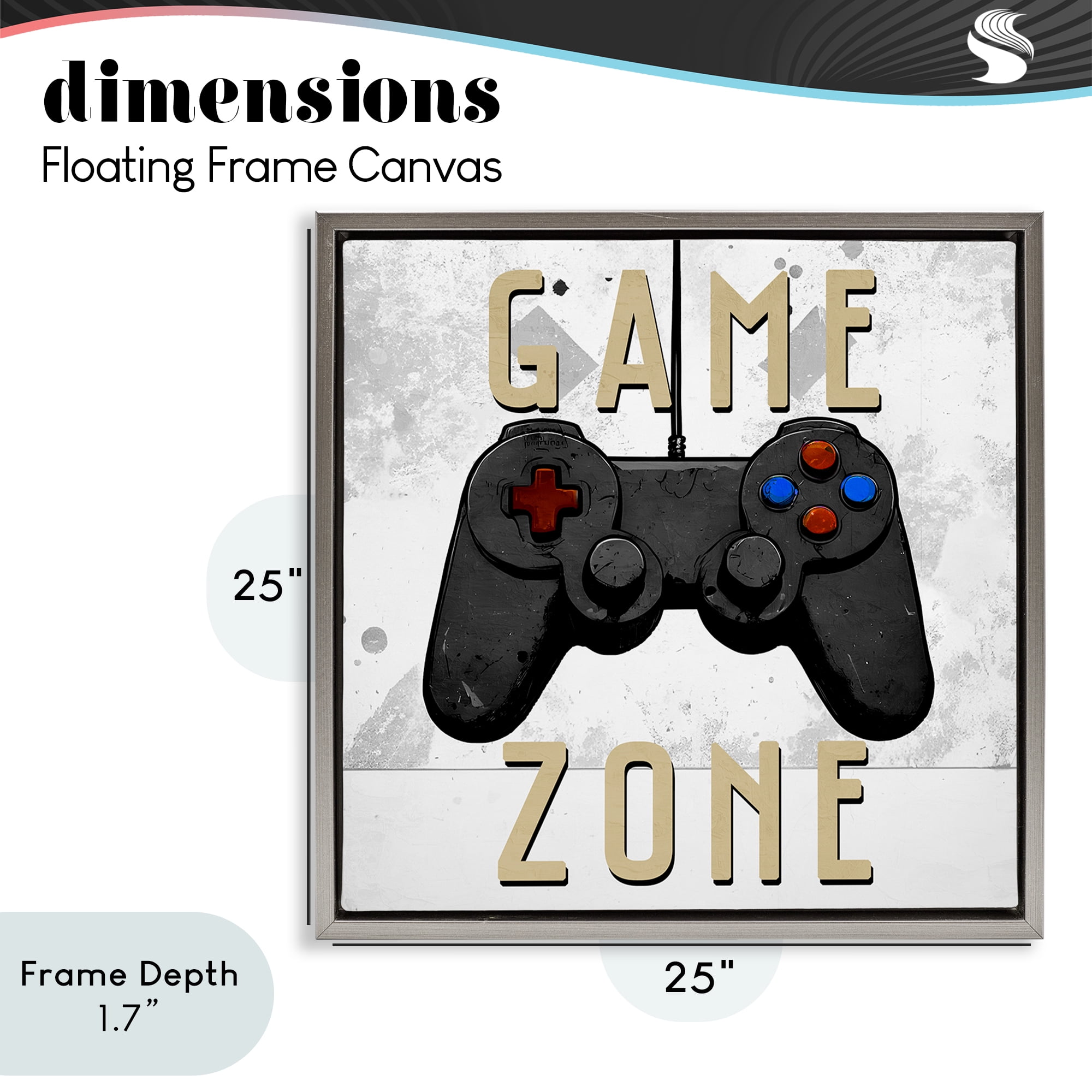 Stupell Industries Game Zone Control Gray Framed Floater Canvas Wall Art, design by Kim Allen