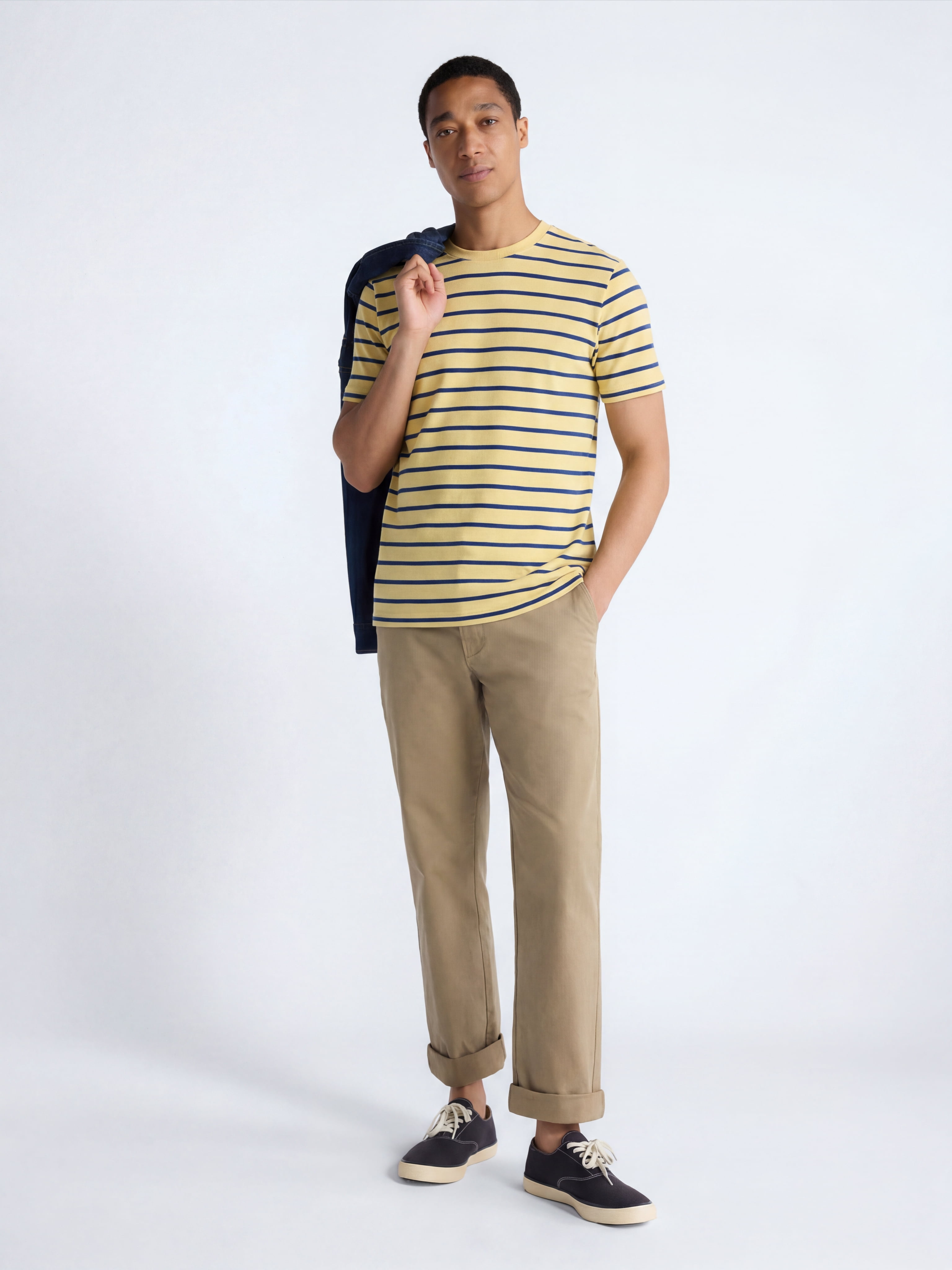 Free Assembly Striped Relaxed Heavyweight Tee with Short Sleeves, Sizes XS-3XL