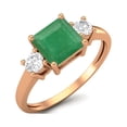 thumbnail image 3 of 0.95 Ctw Princess cut Square Emerald 925 Sterling Silver Rose Vermeil Trio Stone Dainty Women Valentines Day Gifts Ring, 3 of 4