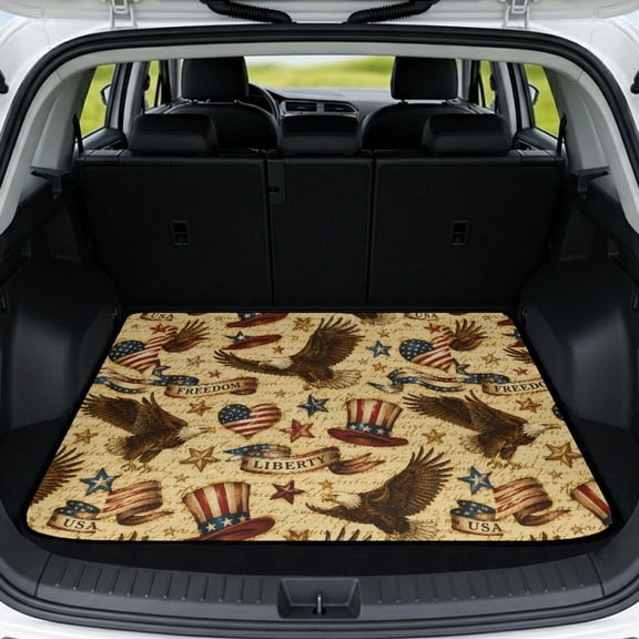 Psesaysky Universal Car Trunk Mat 29" x 39", Bald Eagle Patriotic All Weather Trunk Protection Cargo Liner, Waterproof Durable Cargo Mat for Pet Travel and Most Car Models