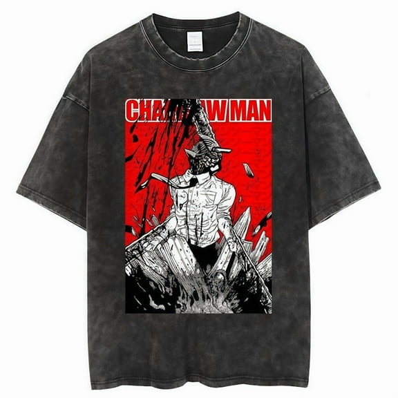 Chainsaw Man Men's Cotton Summer T-Shirts Vintage Tee Loose Fit Short Sleeve Casual Tshirts for Men Women 3XL