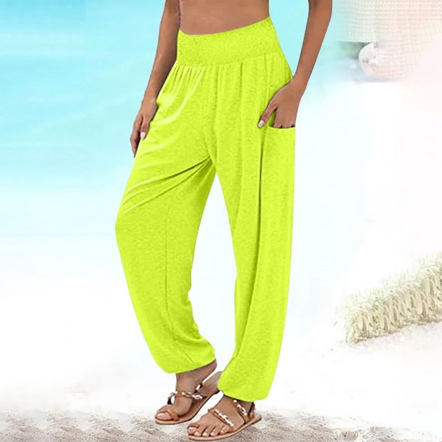AherBiu Plus Size Womens Sweatpants High Waisted Stretch Lightweight Joggers Fall Solid Color Casual Trousers with Pockets